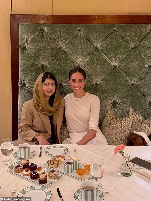 Now we know why Meghan and Malala had tea at Claridge’s: Duchess donates day’s profits from her brand’s jams and teas to Nobel prizewinner’s girls’ education fund