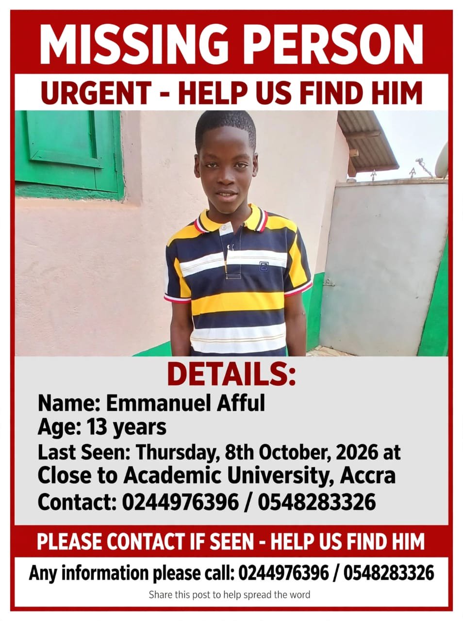 GNAT demands urgent police action to find missing 13-year-old boy