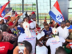 Video as Baffour Awuah receives heros welcome at airport after EOCO ‘troubles’