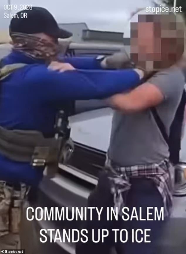Wild brawl in Oregon as activists smash cars and wield bats in clash with ICE agents in Dem stronghold