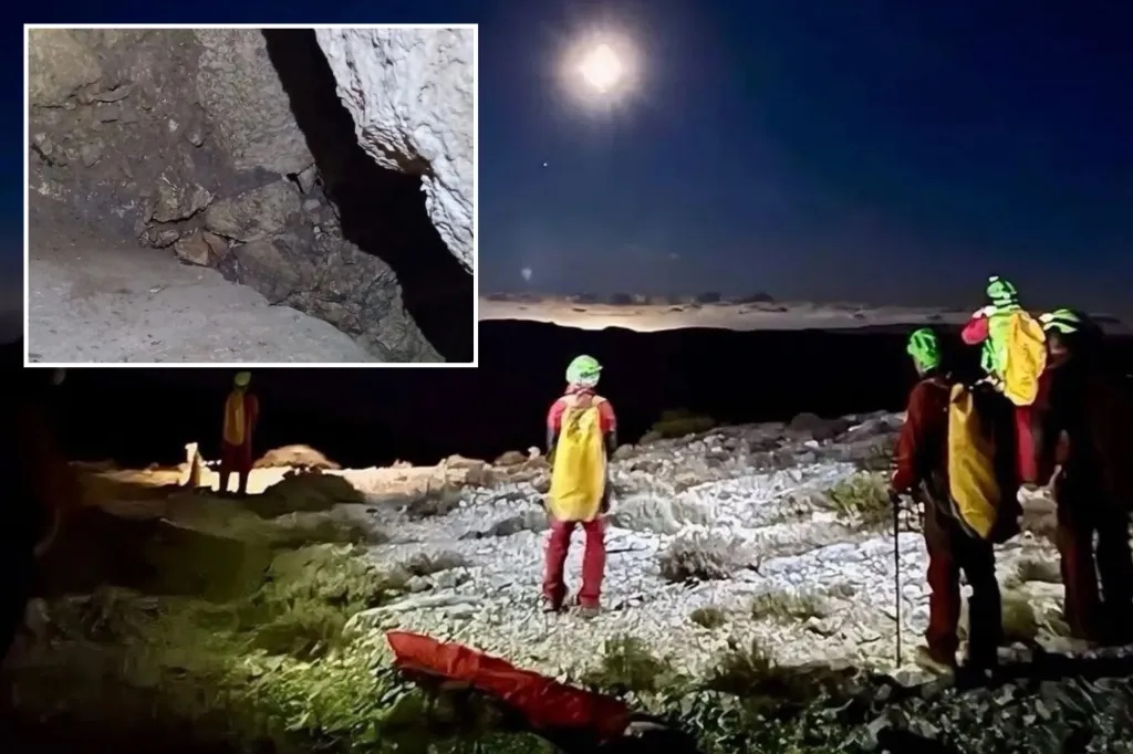 Young explorer buried alive after cave collapses as rescue team search 32ft below ground for missing researcher in Italy