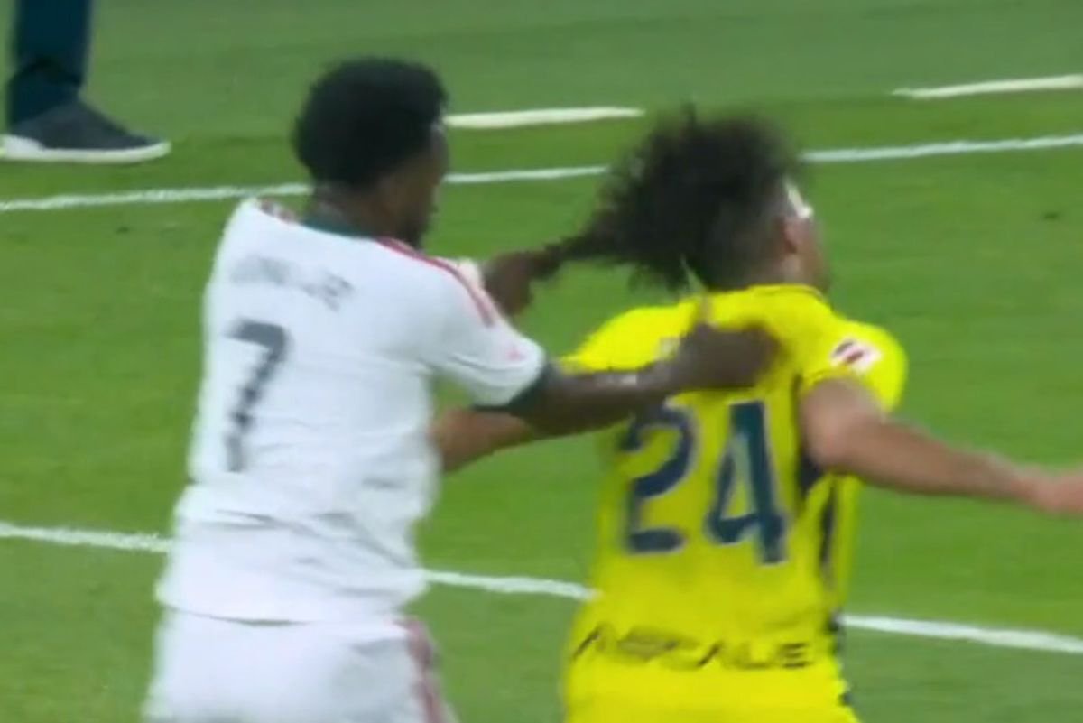 Vinicius scores, goal disallowed and then shown red card for pulling opponent’s hair