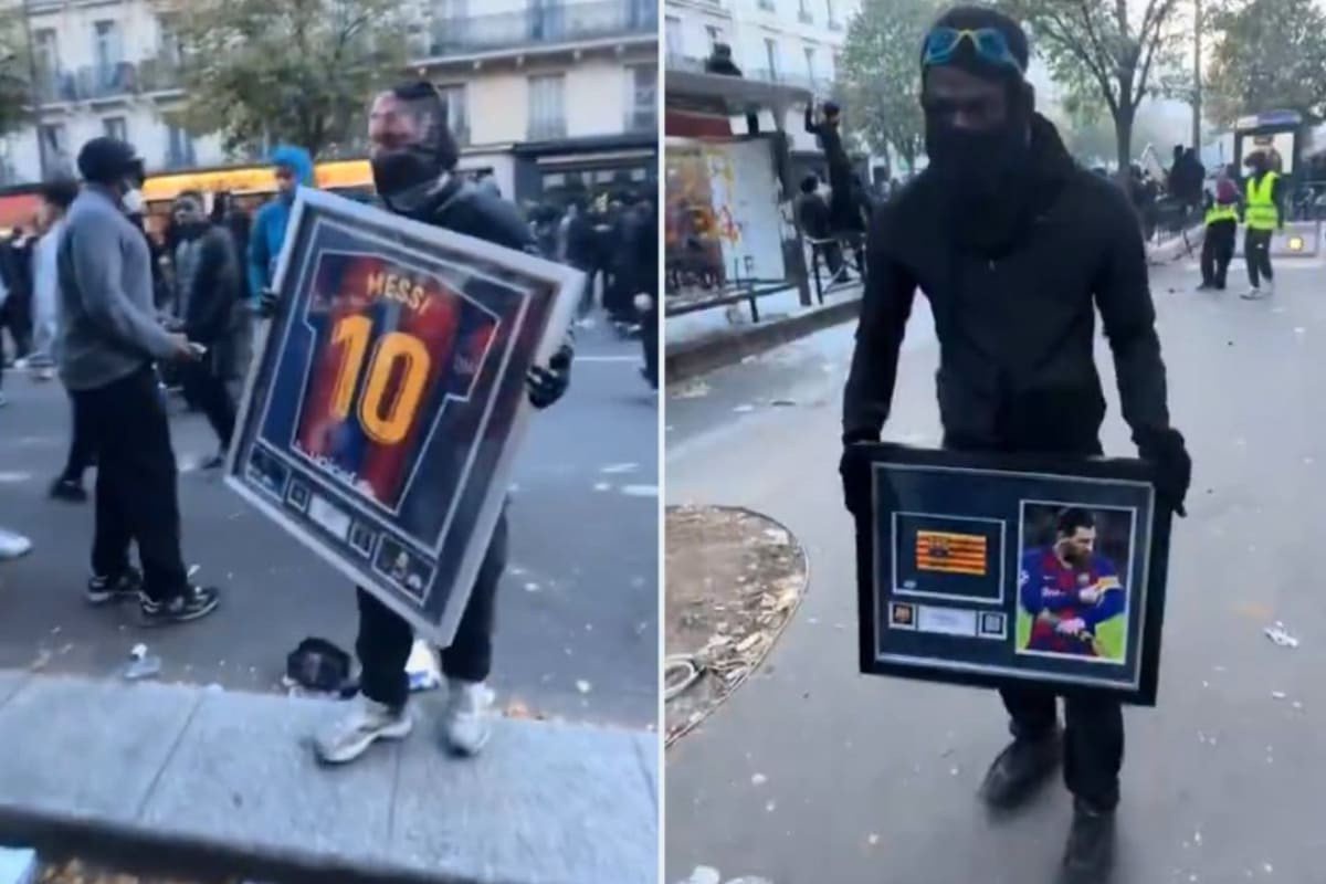 Messi’s Barcelona Shirt Spotted in the Streets of Paris During Protests — But Where Did It Come From?