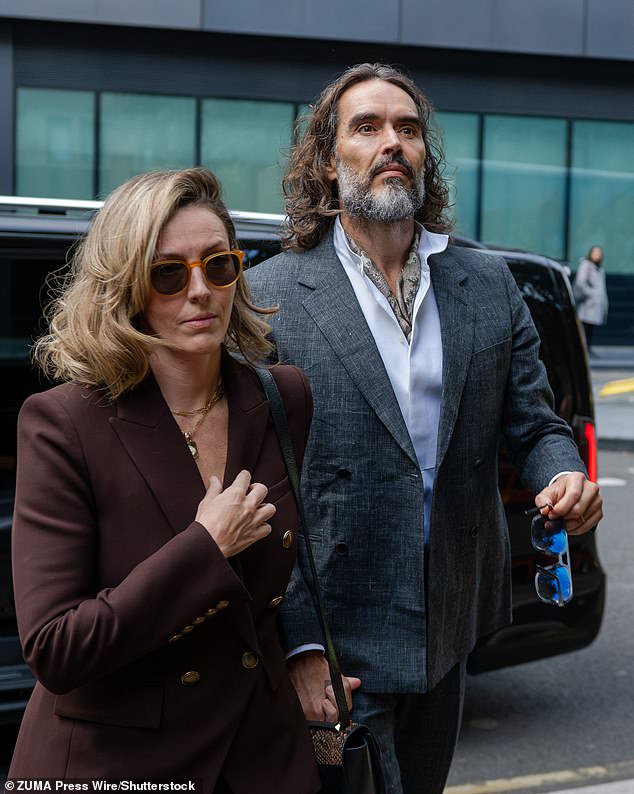 Russell Brand’s wife steps into the spotlight for his trial