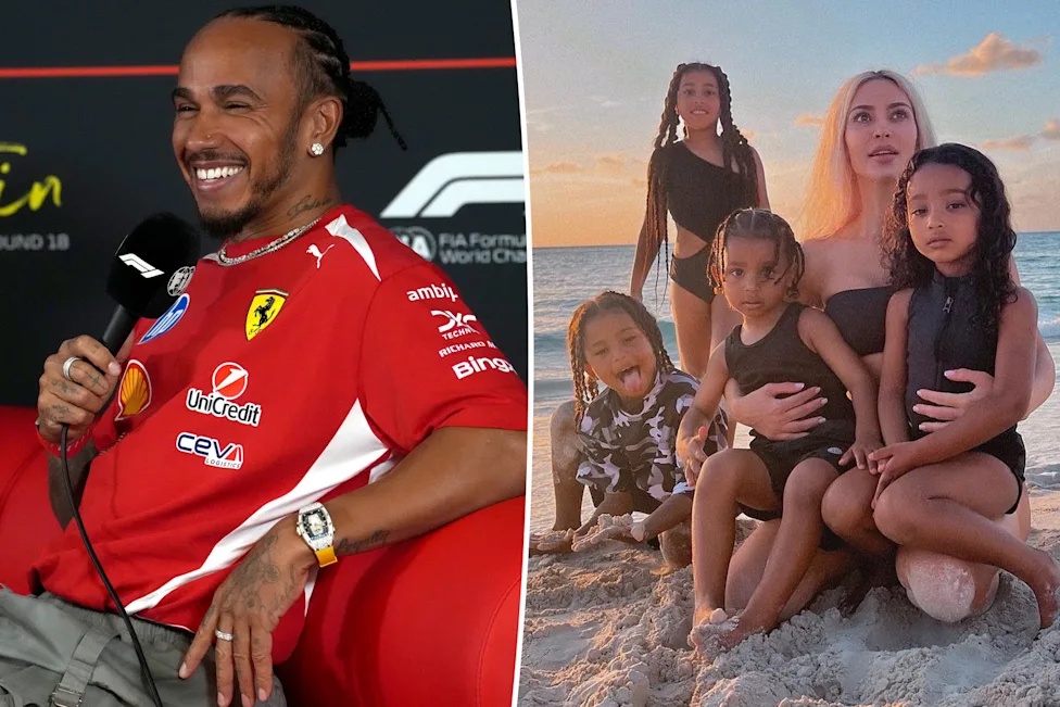 Lewis Hamilton says he ‘loves’ spending time with Kim Kardashian and Kanye West’s kids