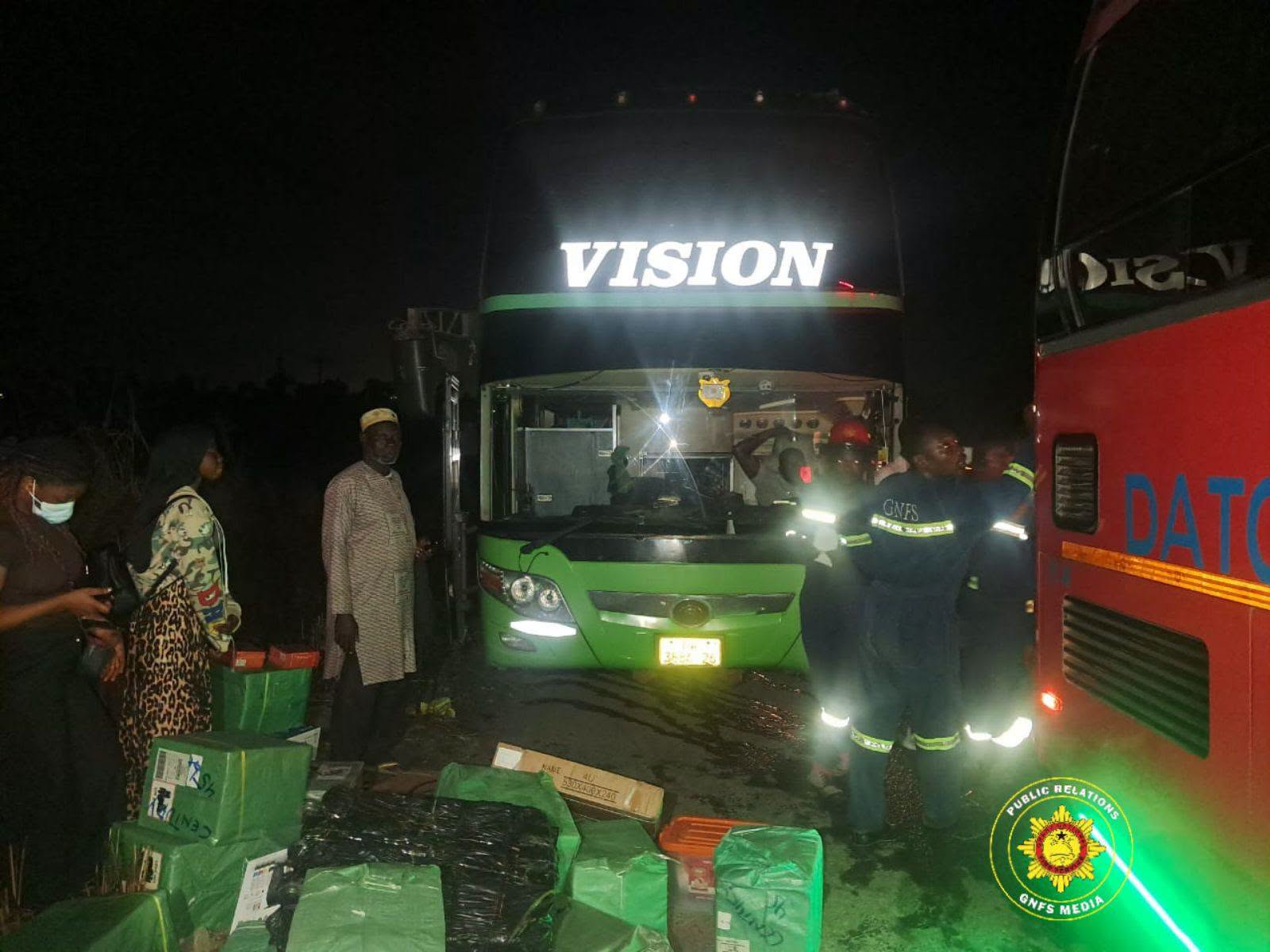 Yutong bus catches fire on Accra-Kumasi Highway