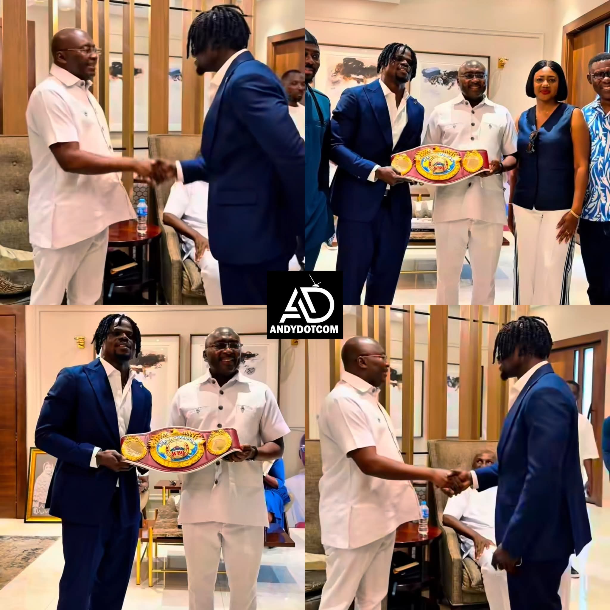 Freezy Macbones Presents WBO Africa Title Belt to Dr. Mahamudu Bawumia During Birthday Celebration