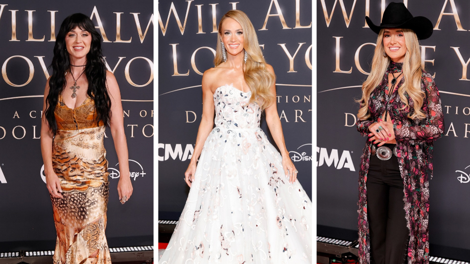 Carrie Underwood leads the star-studded arrivals in fairytale gown at Dolly Parton tribute