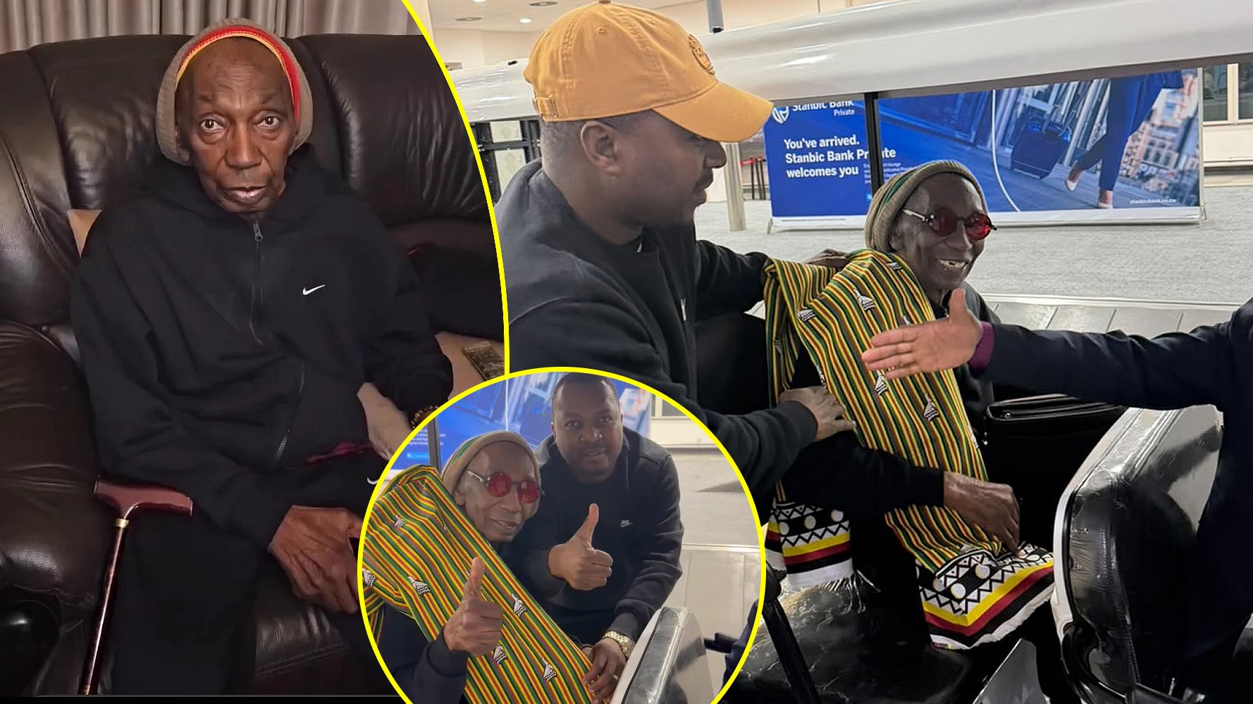Thomas Mapfumo arrives in Zim after 8 years for Jah Prayzah’s wedding, welcomed by 3 ministers and thanks Mr Chivayo (WATCH VIDEO)