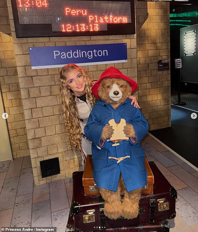 She beamed as she cosied up to spookily lifelike waxworks of singer Justin Bieber, boxer Anthony Joshua and beloved bear Paddington, with his favourite marmalade sandwich held in his paw