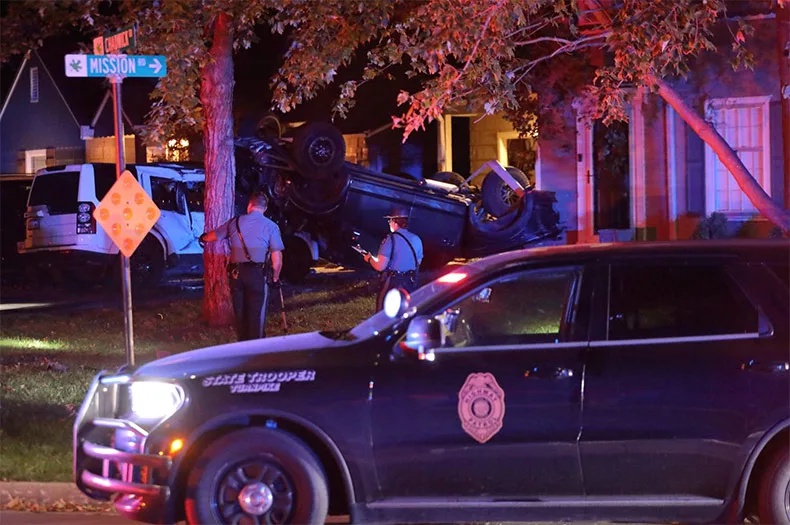 Fleeing pickup truck crashes into Fairway front yard, nobody injured