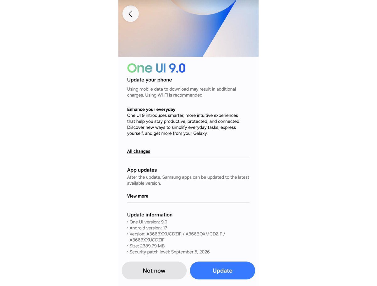 Samsung Galaxy A36’s One UI 9 update lands in Europe