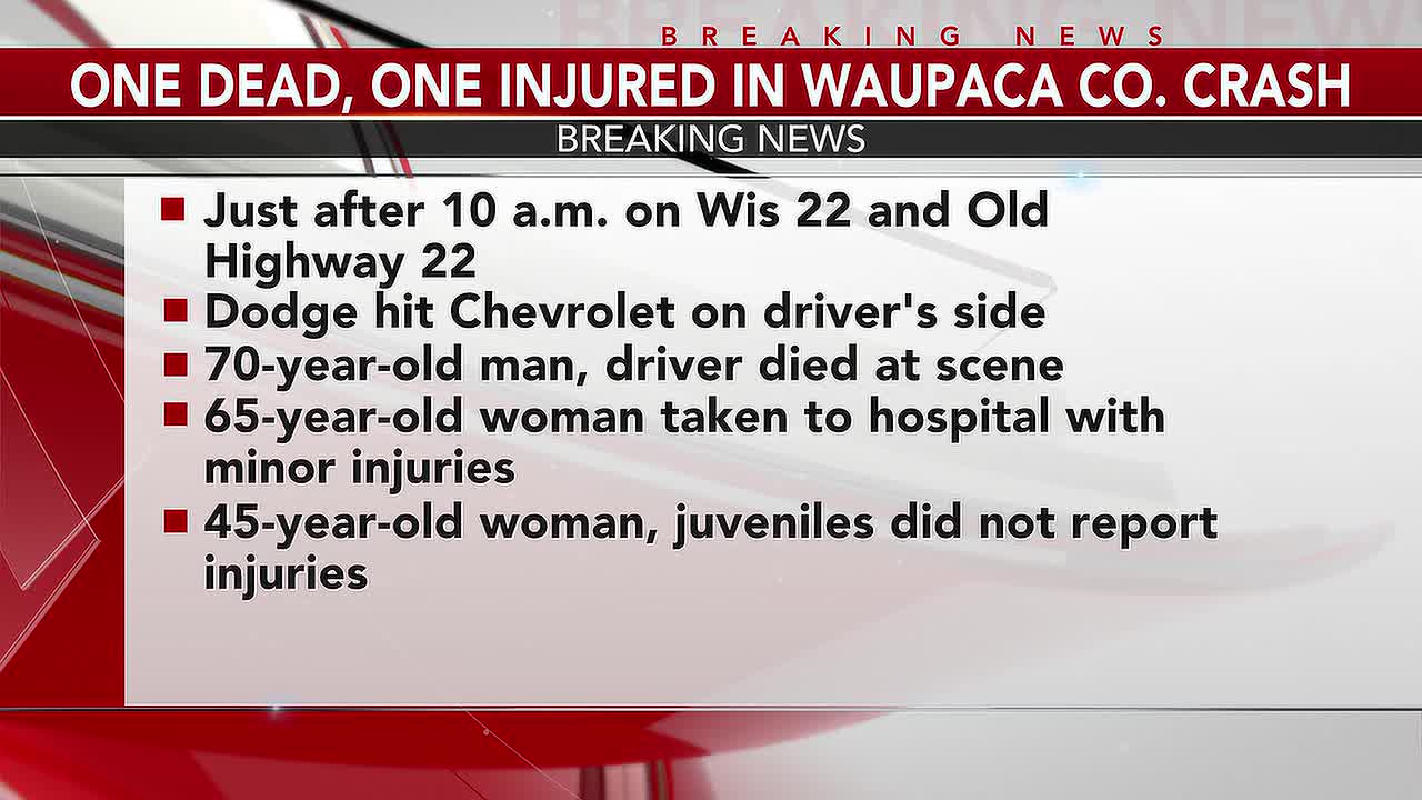 One dead, one injured in Waupaca County crash