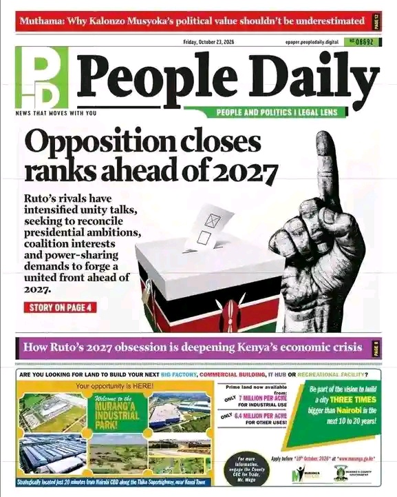 All Friday 23rd Oct Kenyan Newspaper Headline Review: Standard, Daily Nation, Taifa Leo, Star & PD