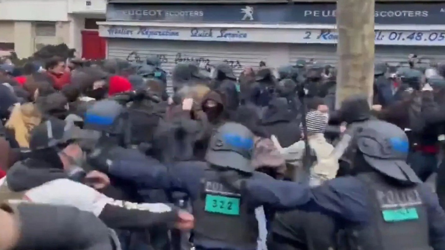 Thousands of French students clash with cops & hurl projectiles in nationwide riots – as hundreds of teens arrested