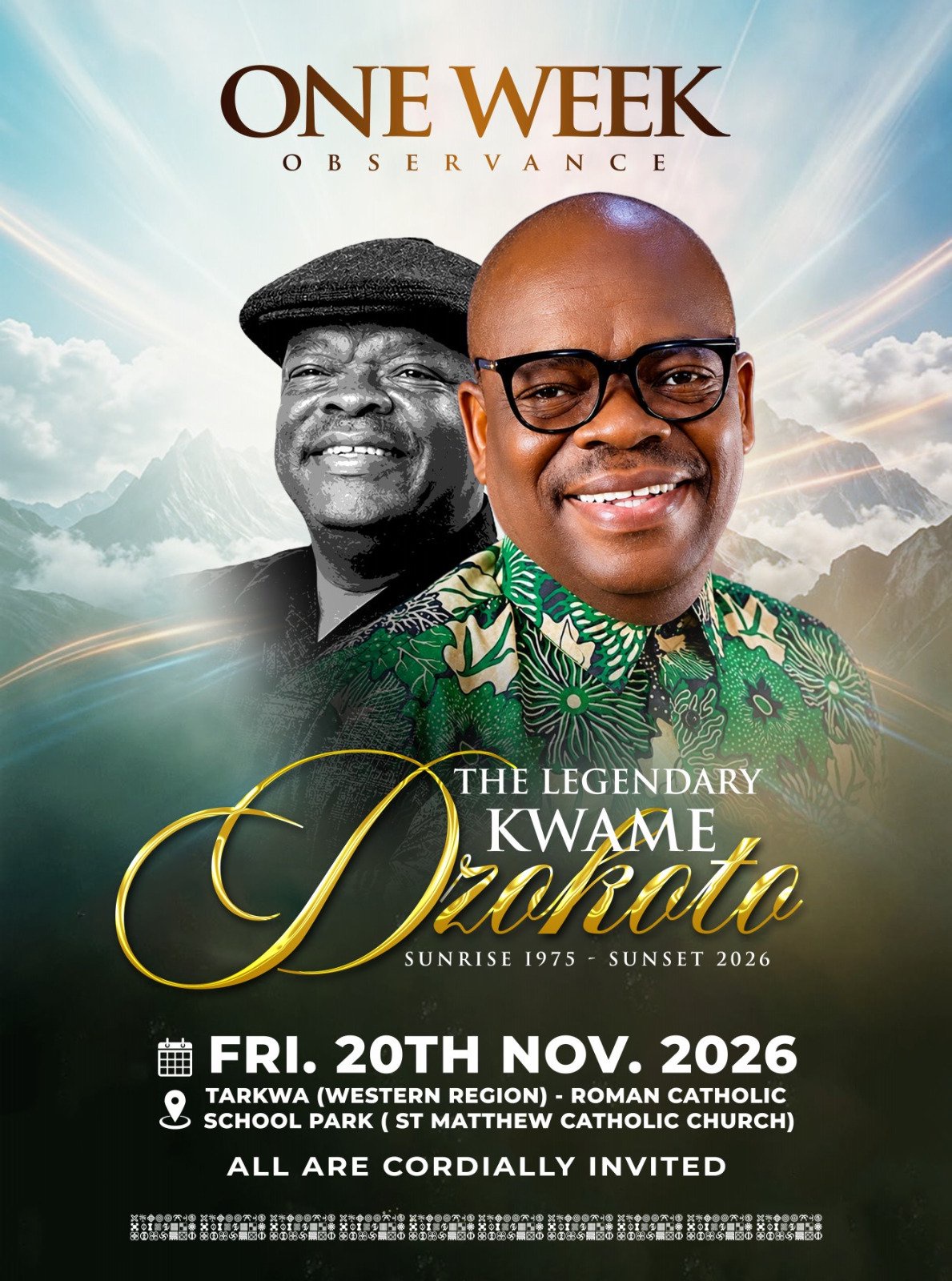 The Date And Venue For One-Week Observance Of Kwame Dzokoto Announced