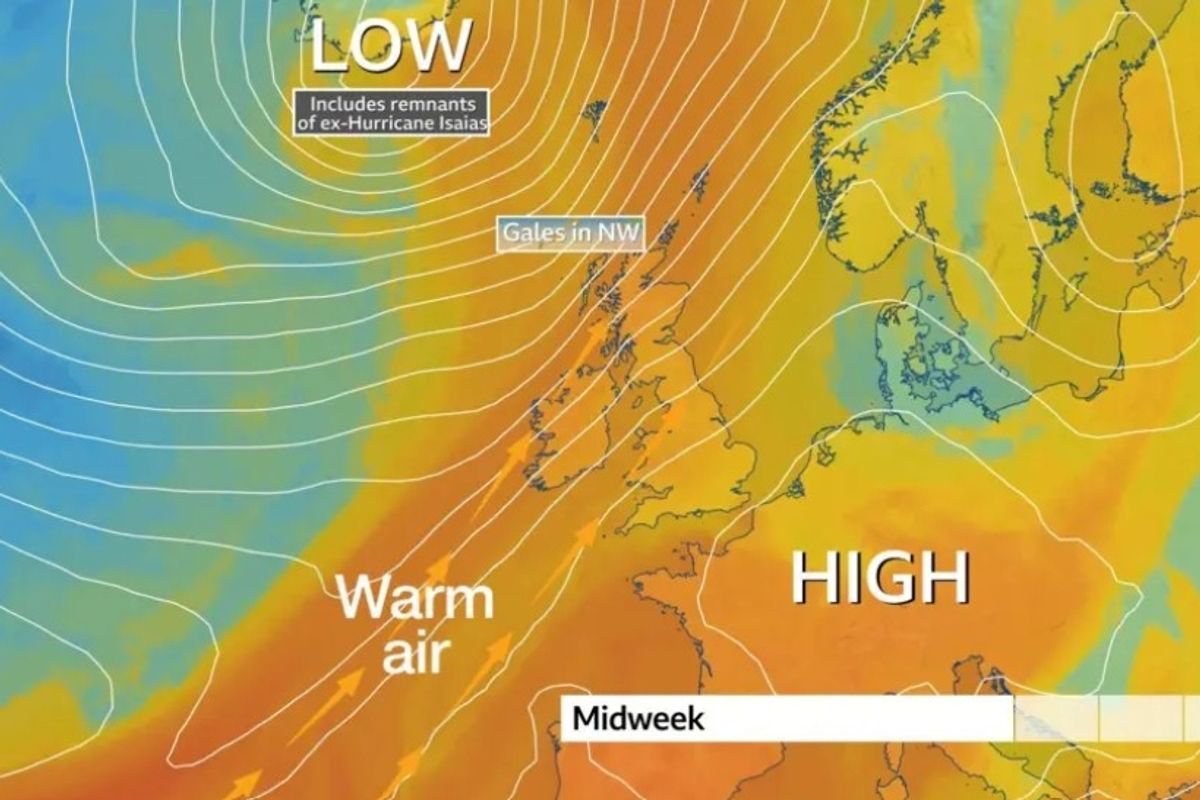 Hurricane Isias remnants to send UK temperatures soaring this week