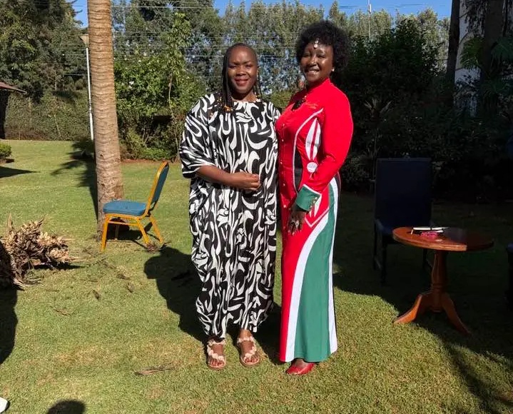 Gladys Shollei’s Patriotic Look Steals Attention As She Poses For Photos With Tina Ogal In Eldoret