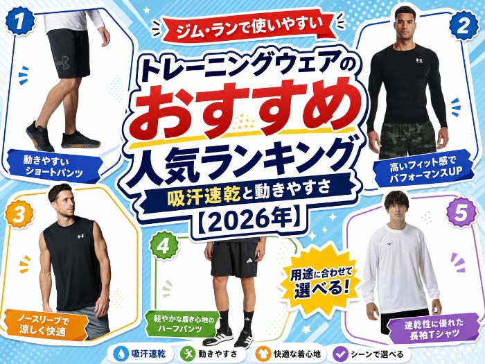 トレーニングウェアのおすすめ人気ランキング｜ジム・ランで使いやすい吸汗速乾と動きやすさ【2026年】