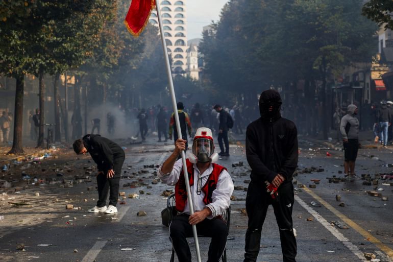 Fire erupts at Albania’s Education Ministry as protests enter third day