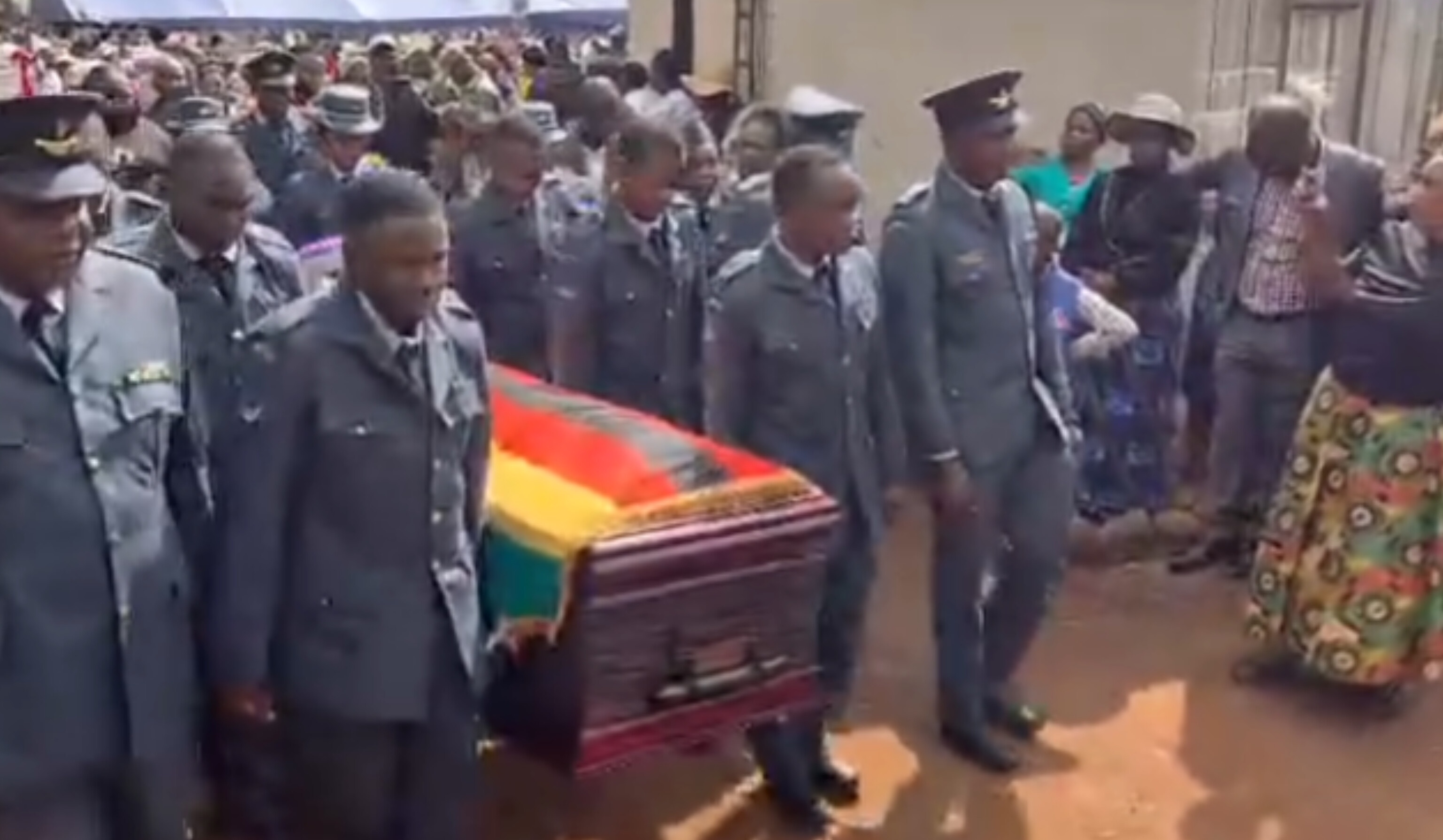 How Pilot Killed In Helicopter Crash Buried, Casket Drapped In Zimbabwean Flag Leaves Many Talking