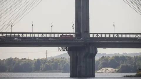 Two Russian drones hit major bridge in Kyiv