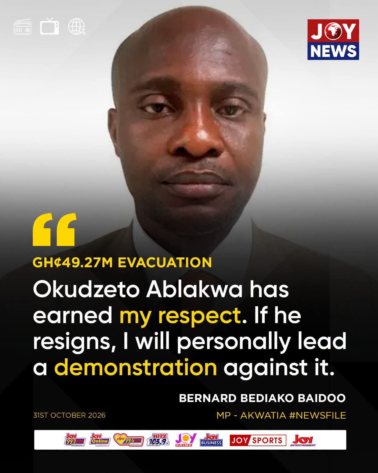Akwatia MP Vows to Demonstrate Against Any Attempt to Force Ablakwa to Resign