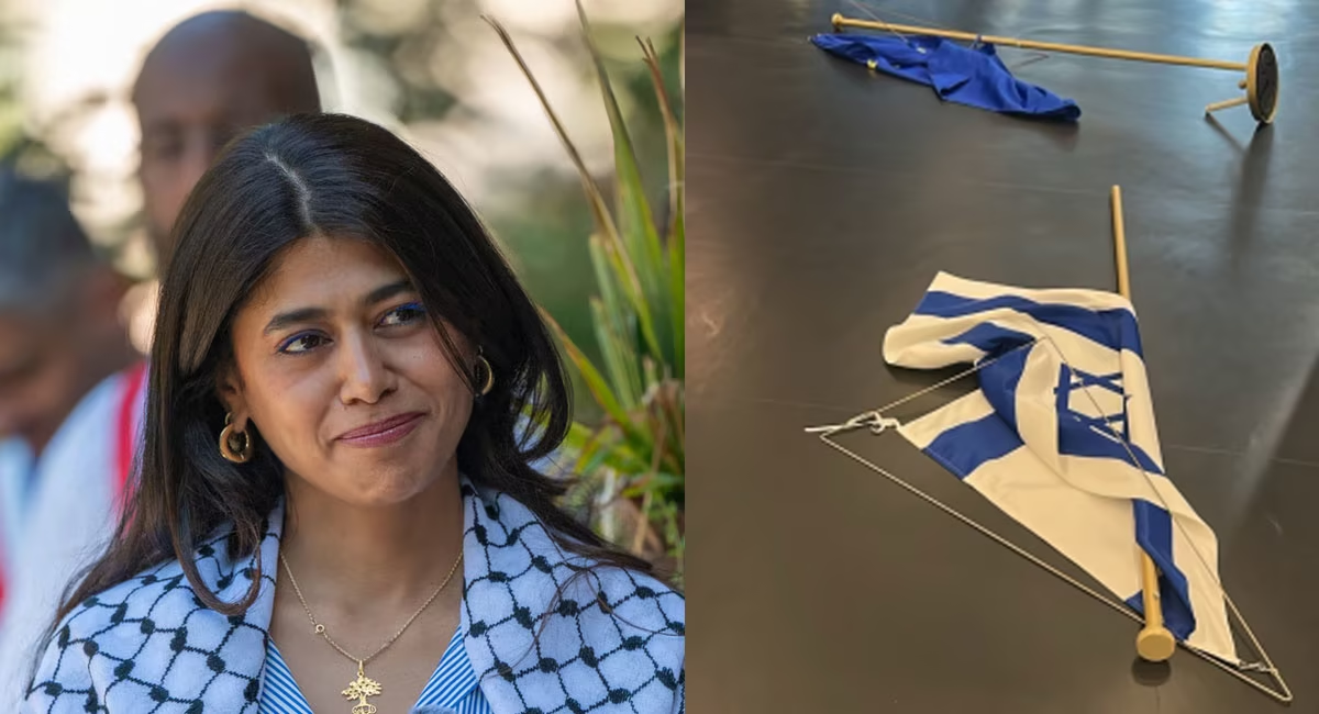French EU lawmaker throws Israeli flag on the floor