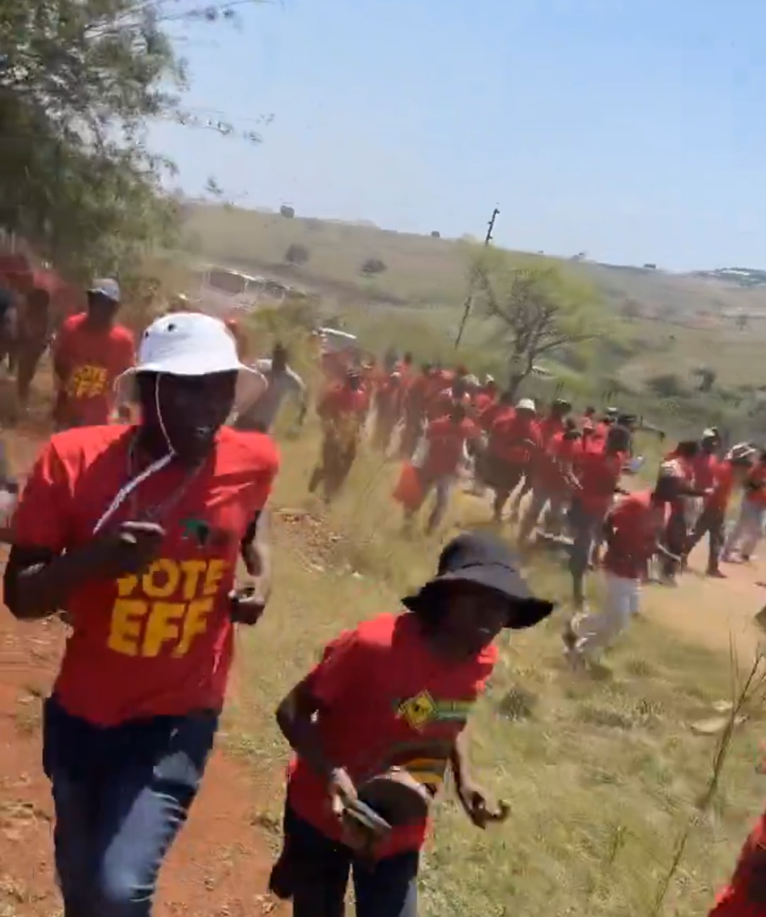 Footage allegedly shows EFF supporters retreating from an attempted farm invasion