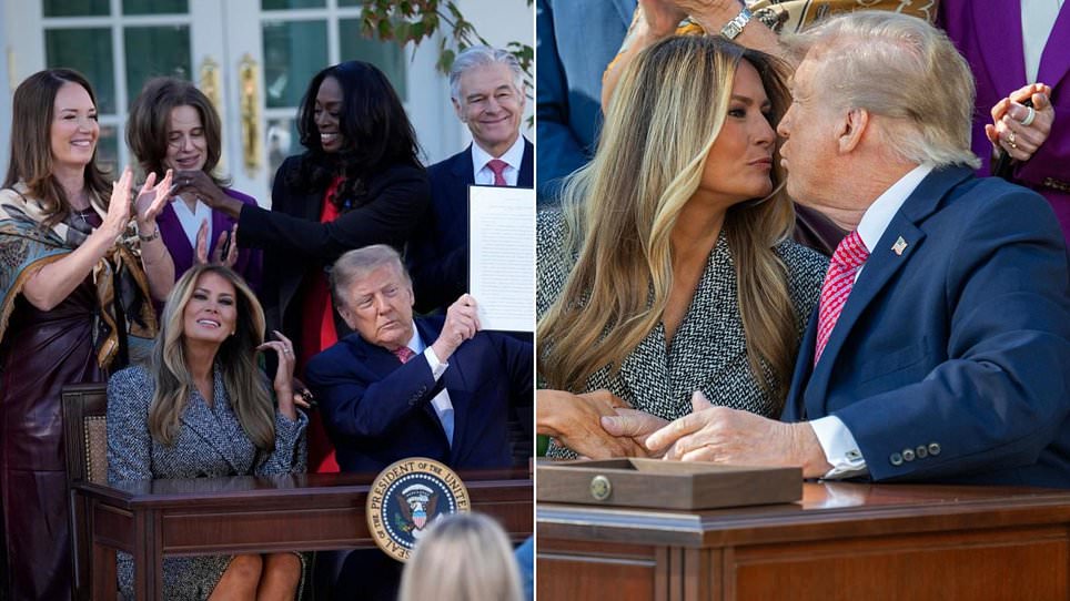 Trump gushes over Melania in rare joint White House appearance