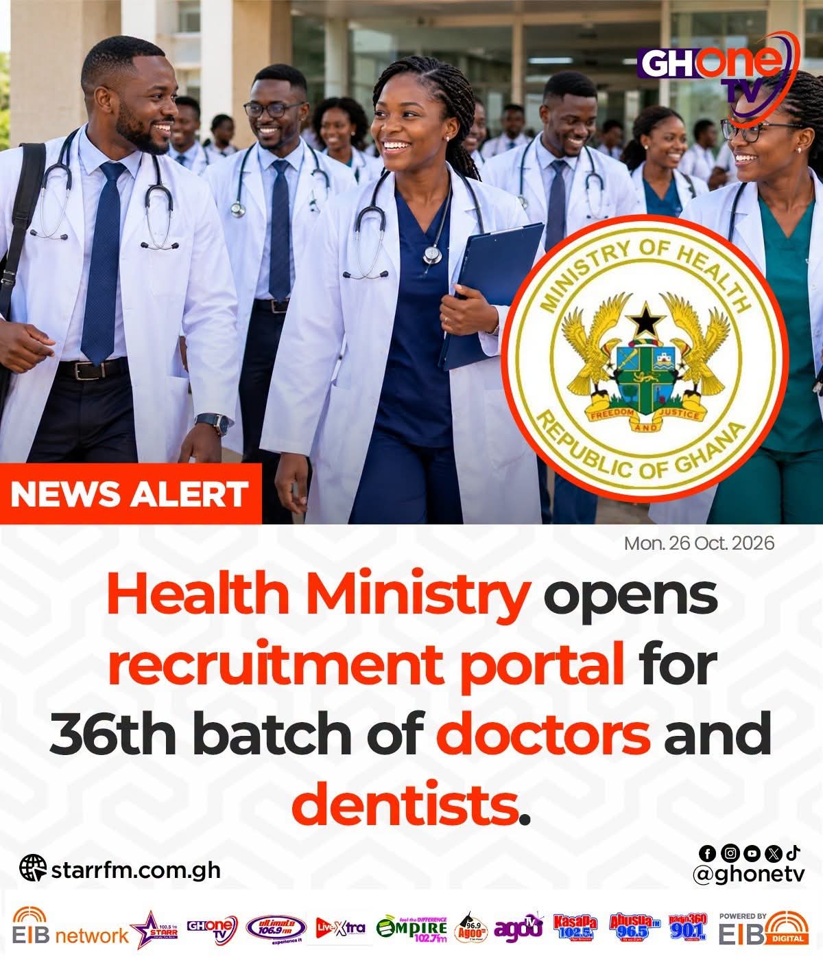 Health Ministry Opens Recruitment Portal for 36th Batch of Doctors and Dentists