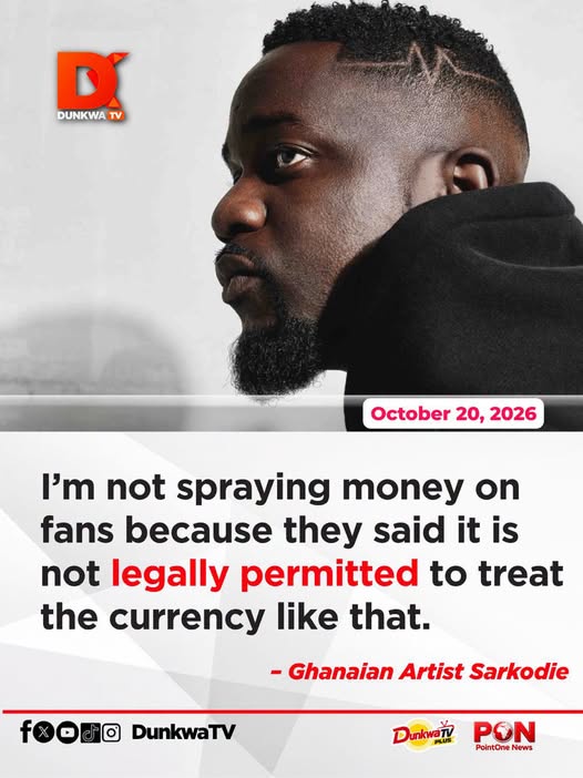 I’m not spraying money on fans because they said it is not legally permitted – Sarkodie