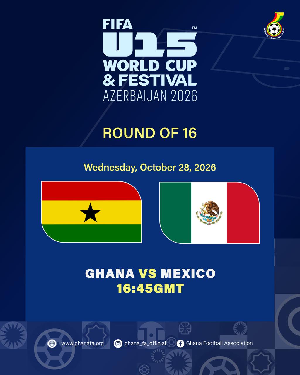 Ghana face Mexico in FIFA U-15 World Cup and Festival last 16