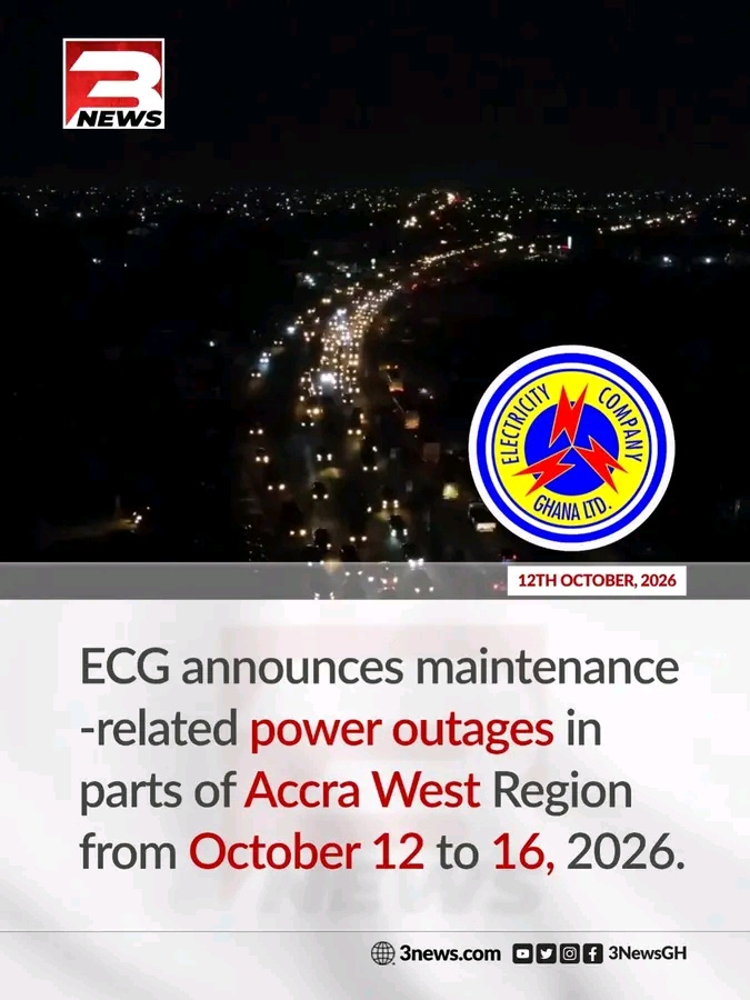 ECG Announces Five-Day Maintenance Power Outages Across Parts of Accra West