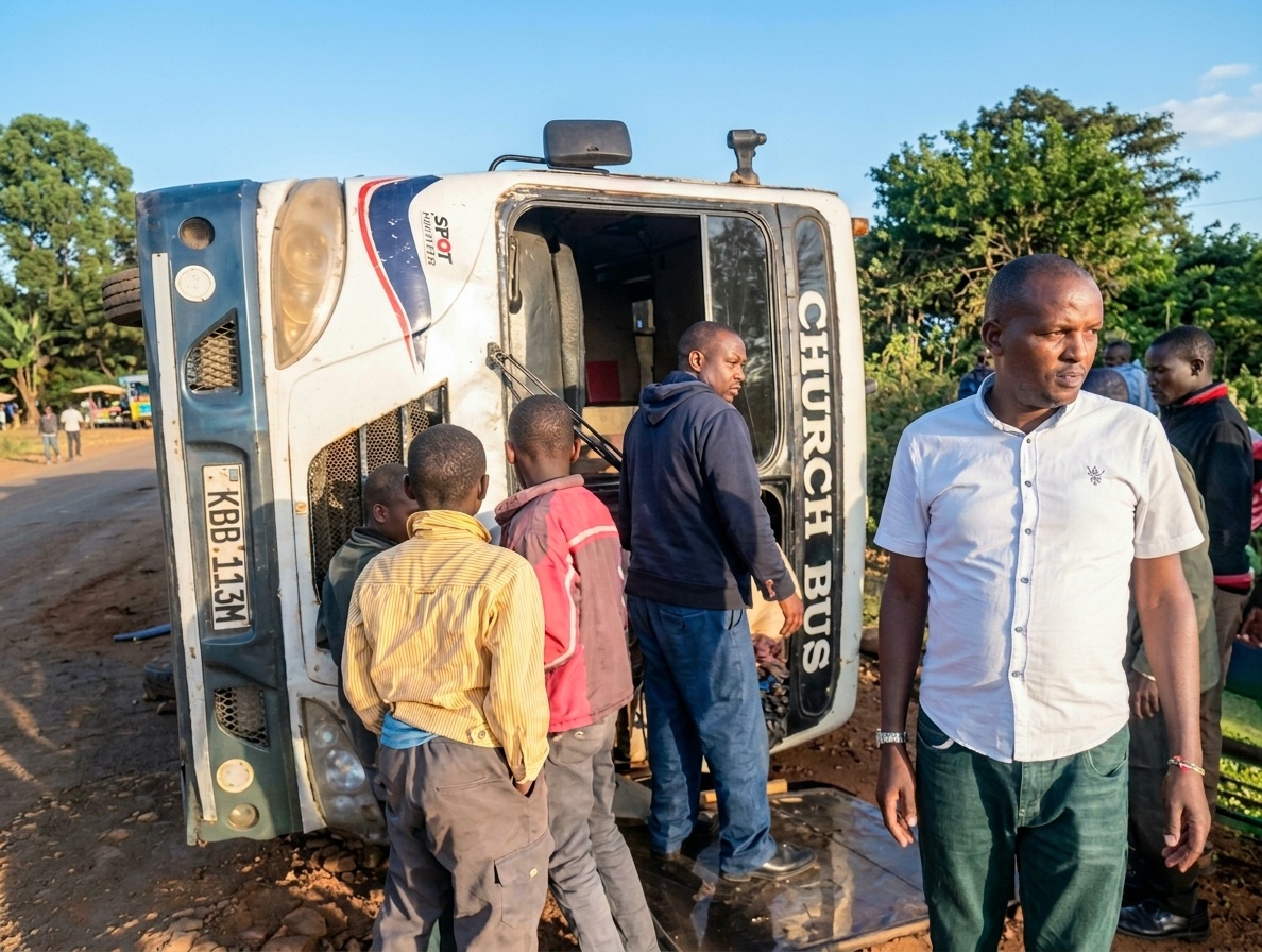 SAD NEWS: Church Bus Involved in Nasty Accident While Ferrying Members From A Makueni Wedding