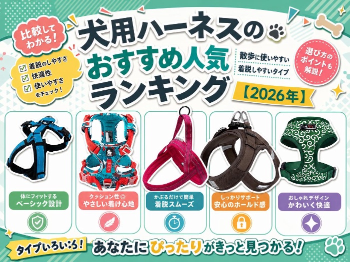 犬用ハーネスのおすすめ人気ランキング｜散歩に使いやすい着脱しやすいタイプ【2026年】