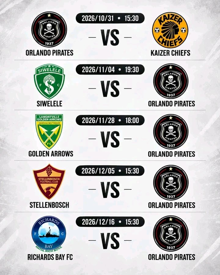 Orlando Pirates’ Next Five Betway Premiership Fixtures Revealed
