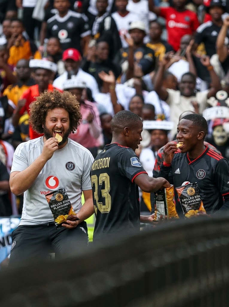 Pirates Players Enjoy Eating Grilled Steak Chips After Defeating Kaizer Chiefs