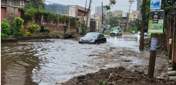 Floods Hit Nairobi: Vehicles Stuck, Roads Cut Off as One Person Is Swept Away by Heavy Rain