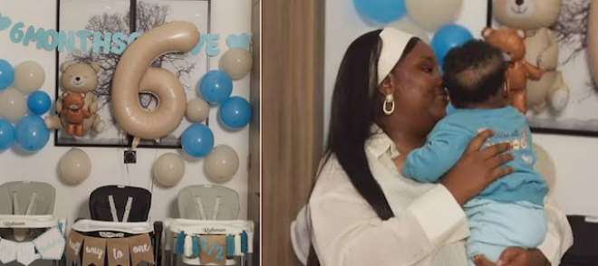 “Half A Year Of You”  — Lateef Adedimeji And Mo Bimpe Celebrate Triplets At 6 Months