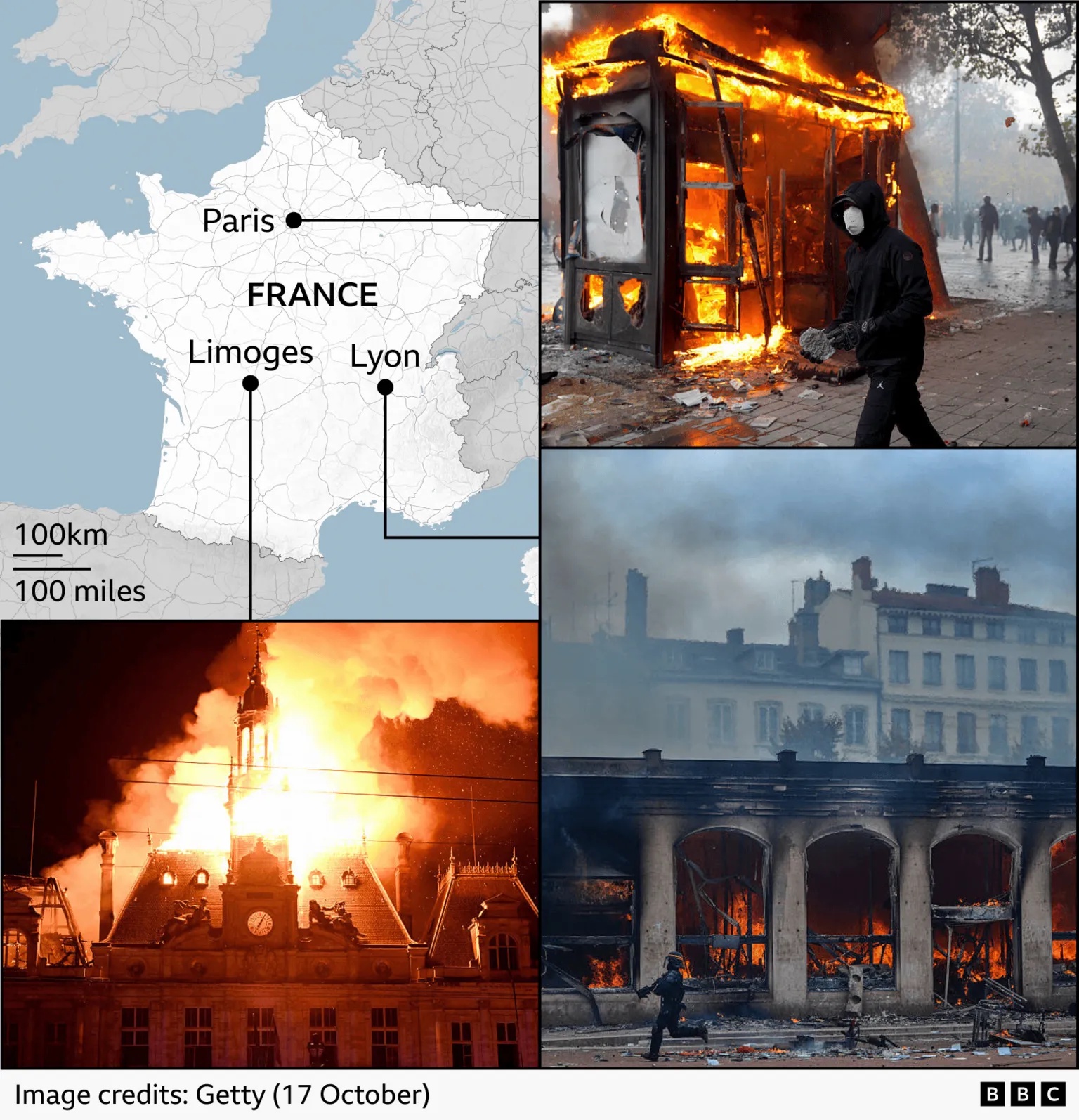 In pictures: French landmarks damaged and destroyed by violent protesters