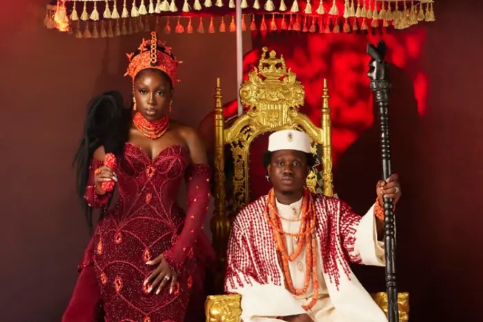 Zlatan and Davita unveil two traditional wedding looks as Davido joins groomsmen in Lagos