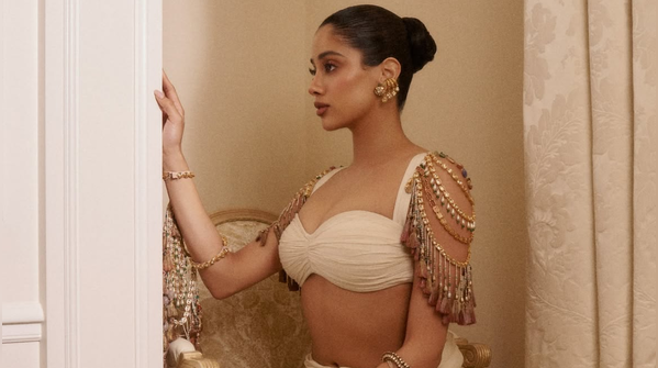 Janhvi Kapoor’s Parisian saree moment comes with bare shoulders and a blouse that glitters like jewellery