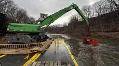 Crews are removing over 850,000 cubic yards of toxic sediment from Ohio’s Cuyahoga River; the waste is being stabilised two miles downstream