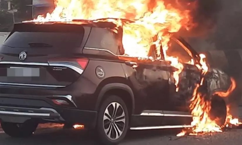 Anantapur: Car Catches Fire on Tapovanam National Highway