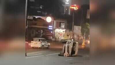 Car overturns after late-night crash in Gurgaon, two injured