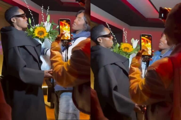 Tiwa Savage Surprises Seyi Shay With Flowers