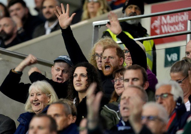 Prince Harry booed by fans during surprise appearance in the stands at rugby match