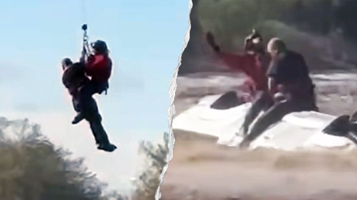 Arizona sheriff’s helicopter crew rescues man stranded atop overturned truck in rapidly rising floodwaters