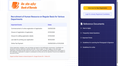 Bank of Baroda recruitment 2026: Registration ends today for 1,100 Wealth Executive, Credit Analyst posts; direct link to apply